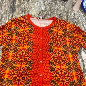 Vibrant Orange and Red Patterned Women's Sweater